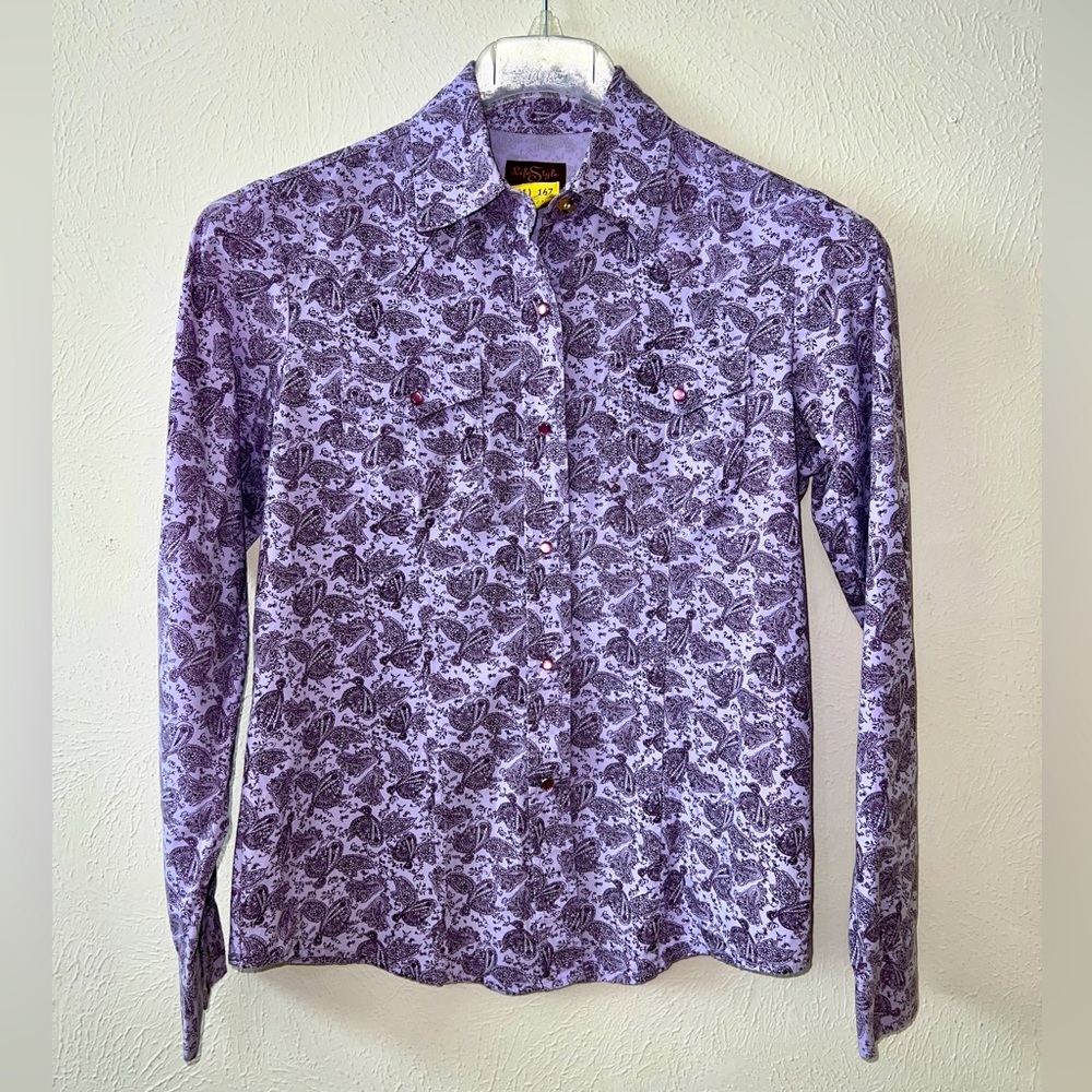 Lifestyle Women's Paisley Snap Up Western Shirt sz Small